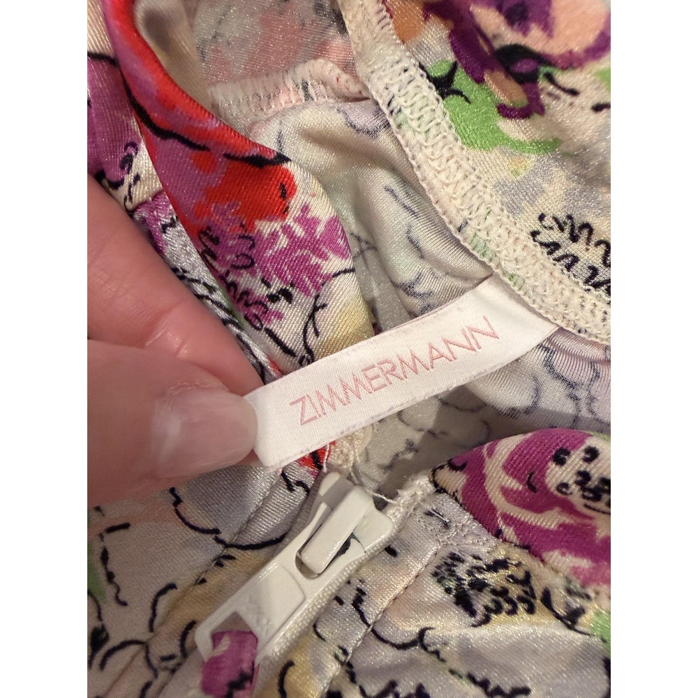 Zimmermann Small Multicolor Floral Long Sleeve Zip One Piece - Picture 4 of 10